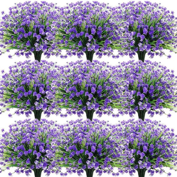 2.6 in Purple 40 Bundles Outdoor Artificial Flowers UV Resistant Faux ...