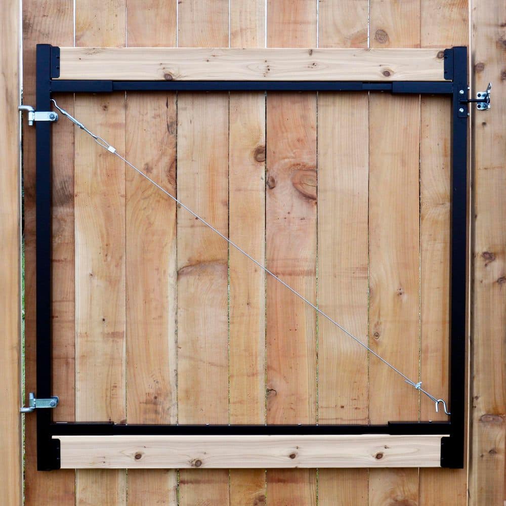 Adjustable Black Steel Anti-Sag Fence Gate Kit