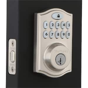 Z-Wave SmartCode 914 Satin Nickel Single Cylinder Electronic Deadbolt with Avalon Handleset and Tustin Lever