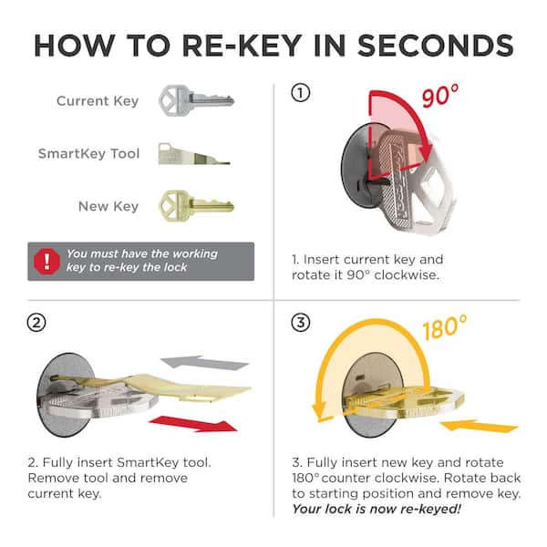 Delta Satin Chrome Keyed Entry Door Handle and Single Cylinder Deadbolt Combo Pack featuring SmartKey Security