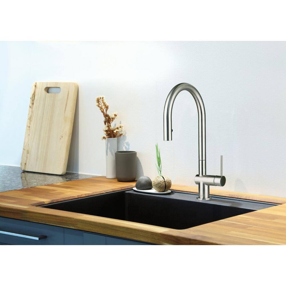 Chrome Modern Pull-Down Kitchen Faucet with Brass Handle