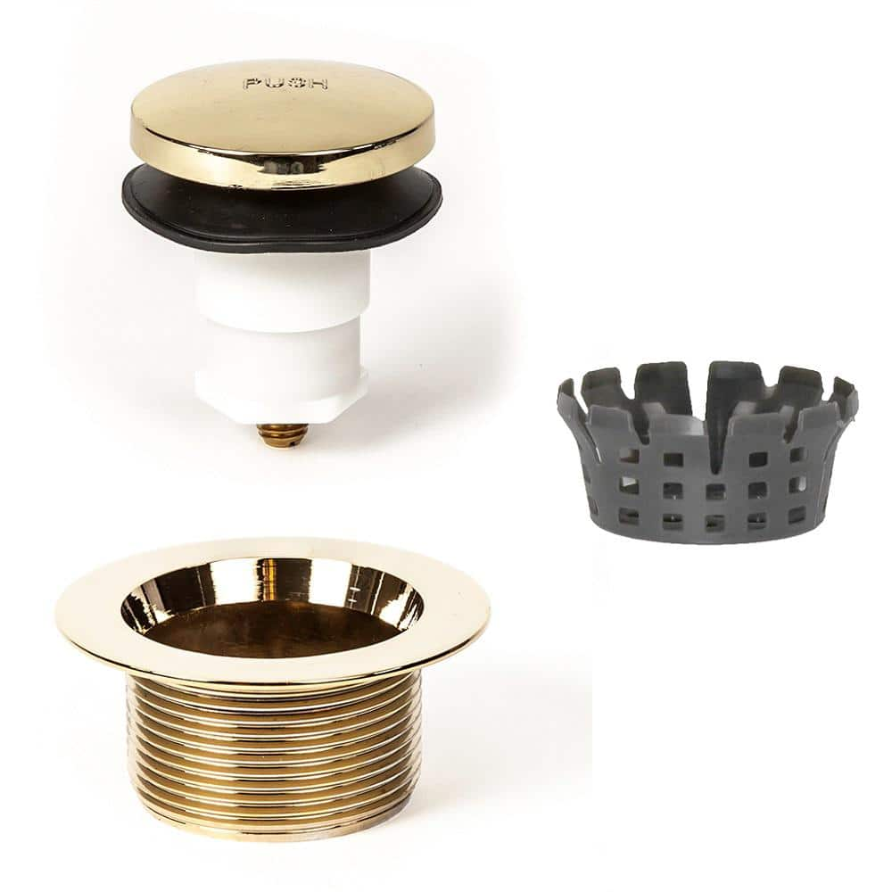 JONES STEPHENS Toe Touch White Plastic Tubular 2-Hole Bath Waste and  Overflow Tub Drain Direct T-Waste Full Kit in Polished Brass B07126 - The  Home Depot