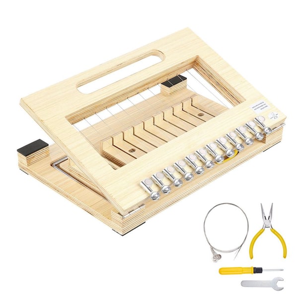 Adjustable Soap Cutter for 1-12 Bars, Cuts 1 in. Bars with Precision, Wooden Frame and Steel Wire, Includes Extra Wires