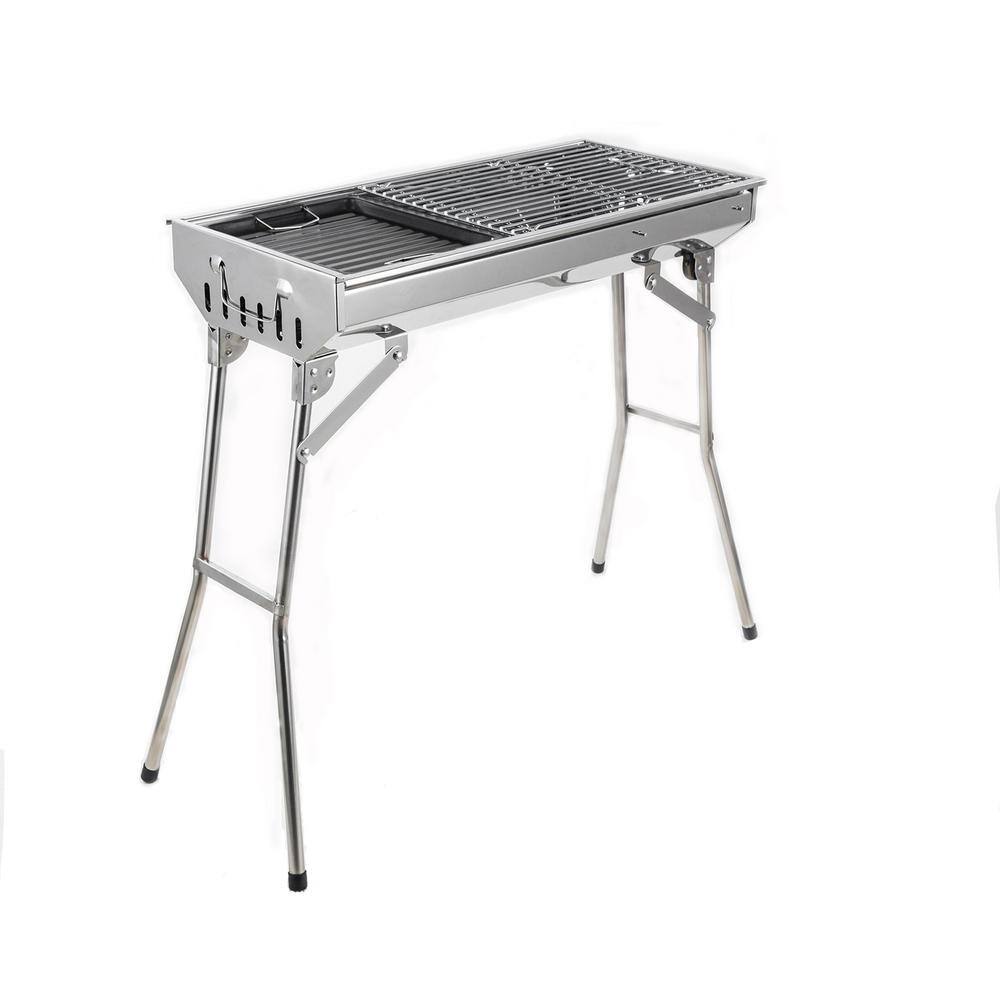 Mondawe Outdoor Large Portable Stainless Steel Folding Camping Charcoal