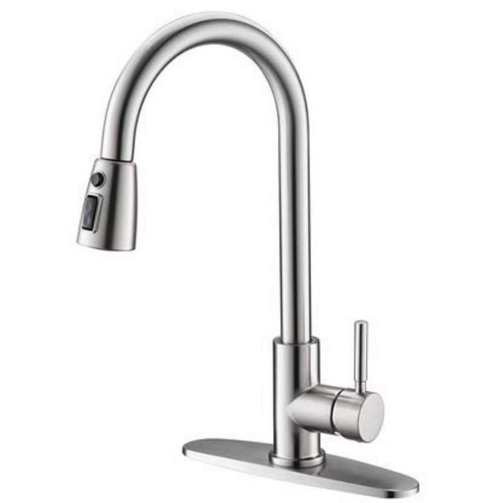 Single-Handle Pull-Down Sprayer Kitchen Faucet with Lead-free in Stainless Steel Brushed Nickel