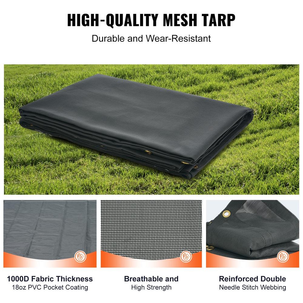 Heavy Duty Black PVC Coated Mesh Dump Truck Tarp 7 x 18 ft