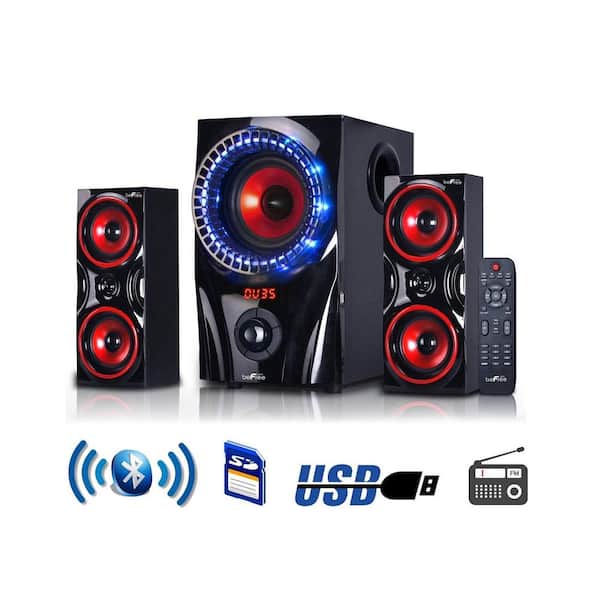 BEFREE SOUND 2.1 Channel Surround Bluetooth Speaker System in Red - Home Depot