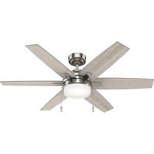 Hunter Lodestar 52 in. LED Indoor Brushed Nickel Ceiling Fan with Light ...