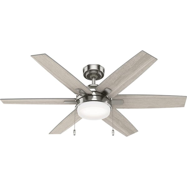 Hunter Lodestar 52 in. LED Indoor Brushed Nickel Ceiling Fan with Light Kit