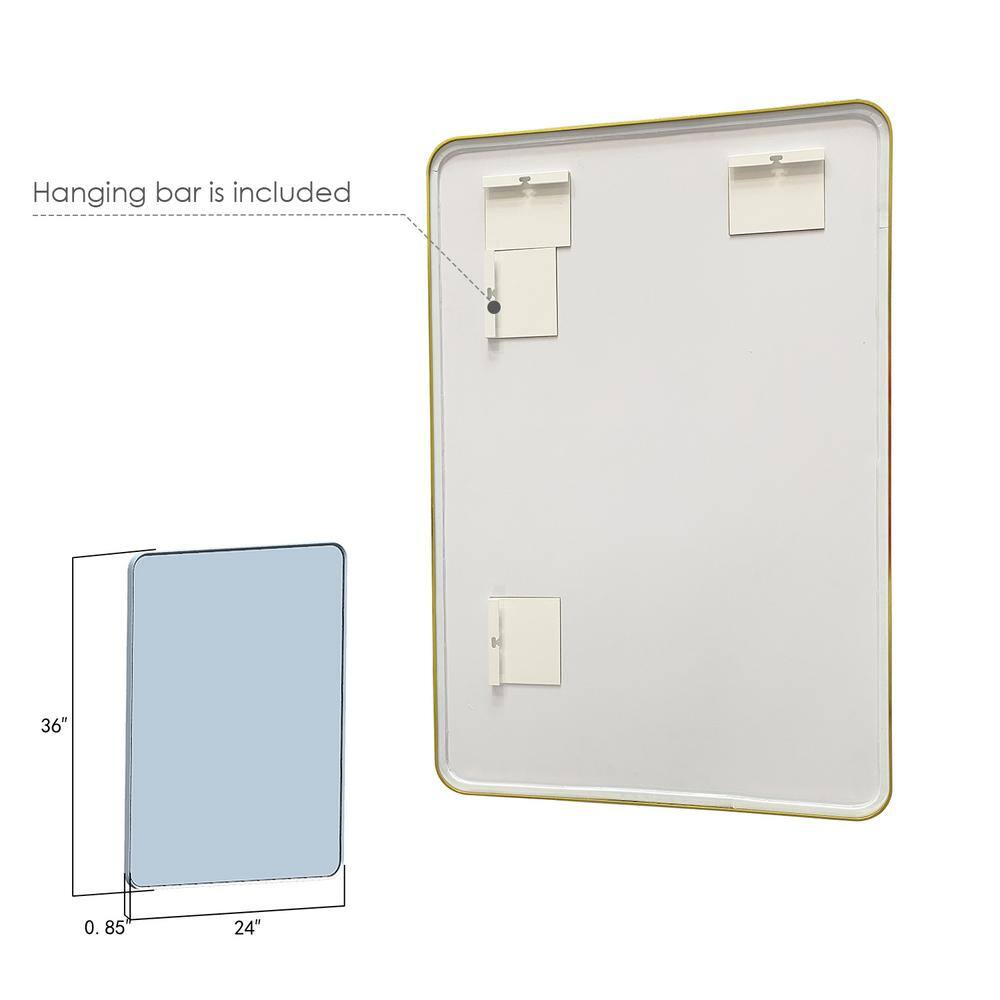 Gold Aluminum Rectangular Bathroom Vanity Mirror