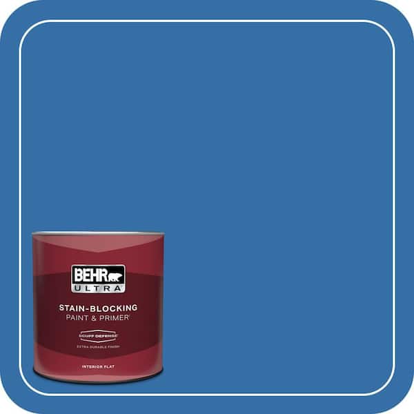 BEHR ULTRA 1 qt. #P520-6 Mega Blue Extra Durable Flat Interior Paint & Primer