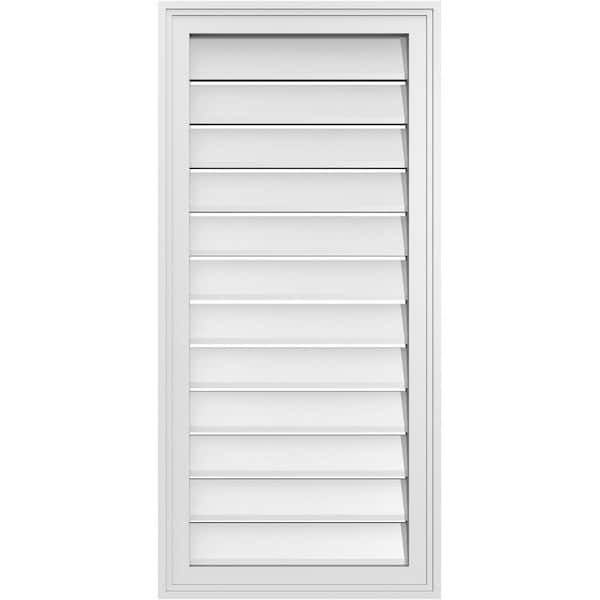 Ekena Millwork 18" x 38" Vertical Surface Mount PVC Gable Vent: Functional with Brickmould Frame