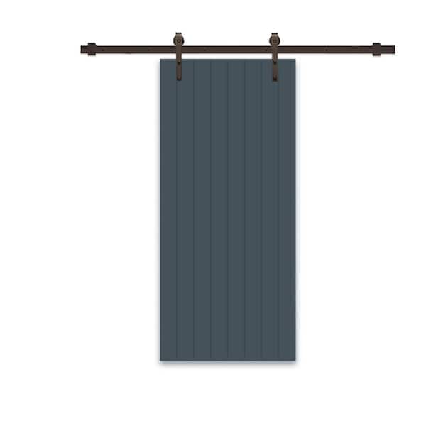 CALHOME 36 in. x 84 in. Charcoal Gray Painted Composite MDF Paneled Interior Sliding Barn Door with Hardware Kit