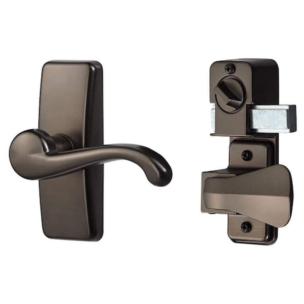 IDEAL SECURITY Oil Rubbed Bronze Coated Zinc Storm and Screen Door Lever Handle with Deadbolt