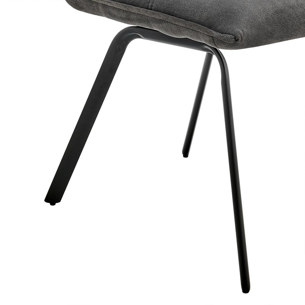 High Charcoal Metal Upholstered Side Chair Set of 2