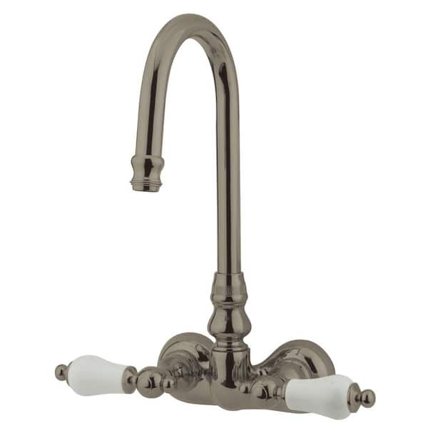 Kingston Brass Vintage 2-Handle Wall-Mount Clawfoot Tub Faucets in Brushed Nickel