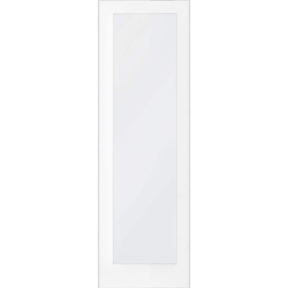 Krosswood Doors 32 in. x 96 in. 1-Lite Satin Etch Solid Core MDF Primed ...