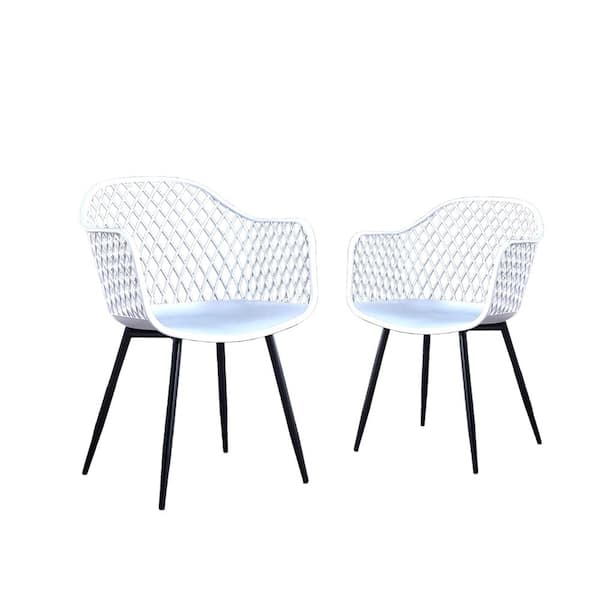 Tidoin BX-Box Modern White Metal High Back Dining Chair (Set of 2)