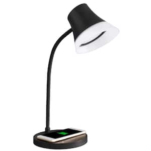 8 in. Black Shine LED Desk Lamp with Wireless Charging