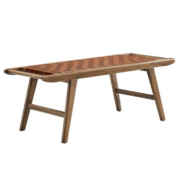MODWAY Saorise in Walnut Brown Dining Bench 47 in. Wood Bench