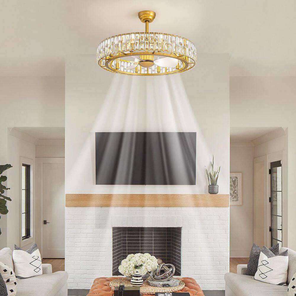 32 in. Indoor 10-Light Modern Downrod Mount Gold Bladeless Ceiling Fan with Light Reversible Rotation and Remote Control price history on PriceWatchPro
