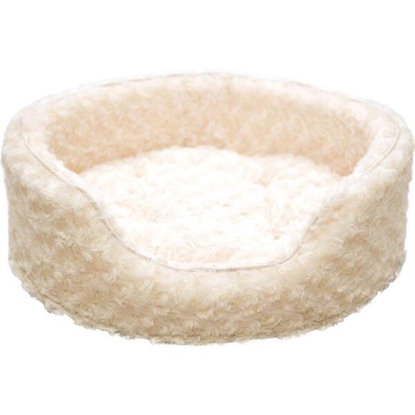 PAW Small Cream Cuddle Round Comfy Fur Pet Bed