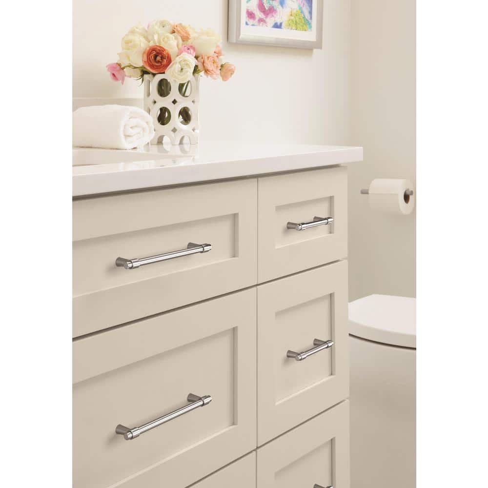 Polished Chrome Modern Cabinet Drawer Pull Bar with Mounting Hardware