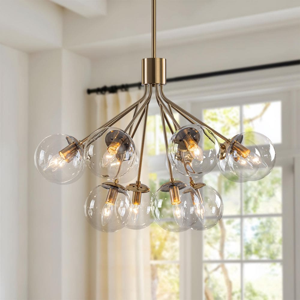 Torbone 12-Light Gold Modern Luxury Branch Clear Glass Globes Chandelier price history on PriceWatchPro