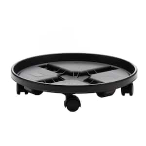 Caddy Round 16 in. Black Plastic Plant Stand Caddy with Wheels