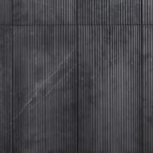 Striada Nero Marquina 12 in. x 24 in. Honed Fluted Marble Wall Tile (4 Sq. Ft./Case)
