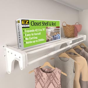 12 ft. Steel Closet Organizer Kit with 2-Expandable Shelf and Rod Units in White with End Bracket