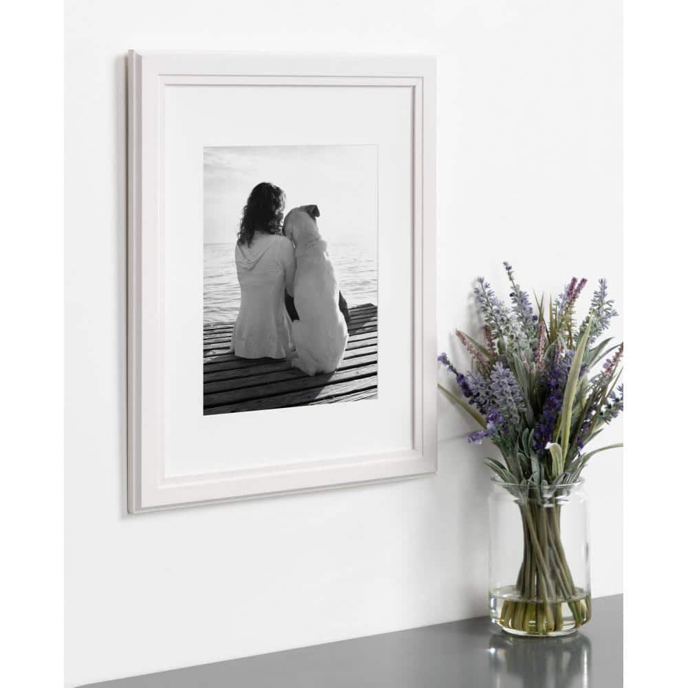 Classic White 11x14 Solid Wood Picture Frames Set of 4
