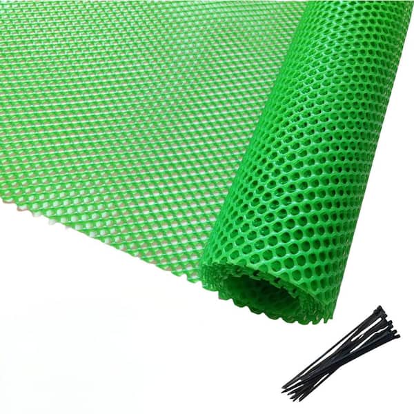 15.7 in. x 20 ft. Plastic Wire Mesh Fence with Free Zip Ties for Pets Poultry Garden Plant Protector, Green