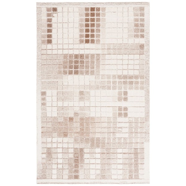 SAFAVIEH Ebony 5 ft. x 8 ft. Ivory/Brown Abstract Tile Area Rug