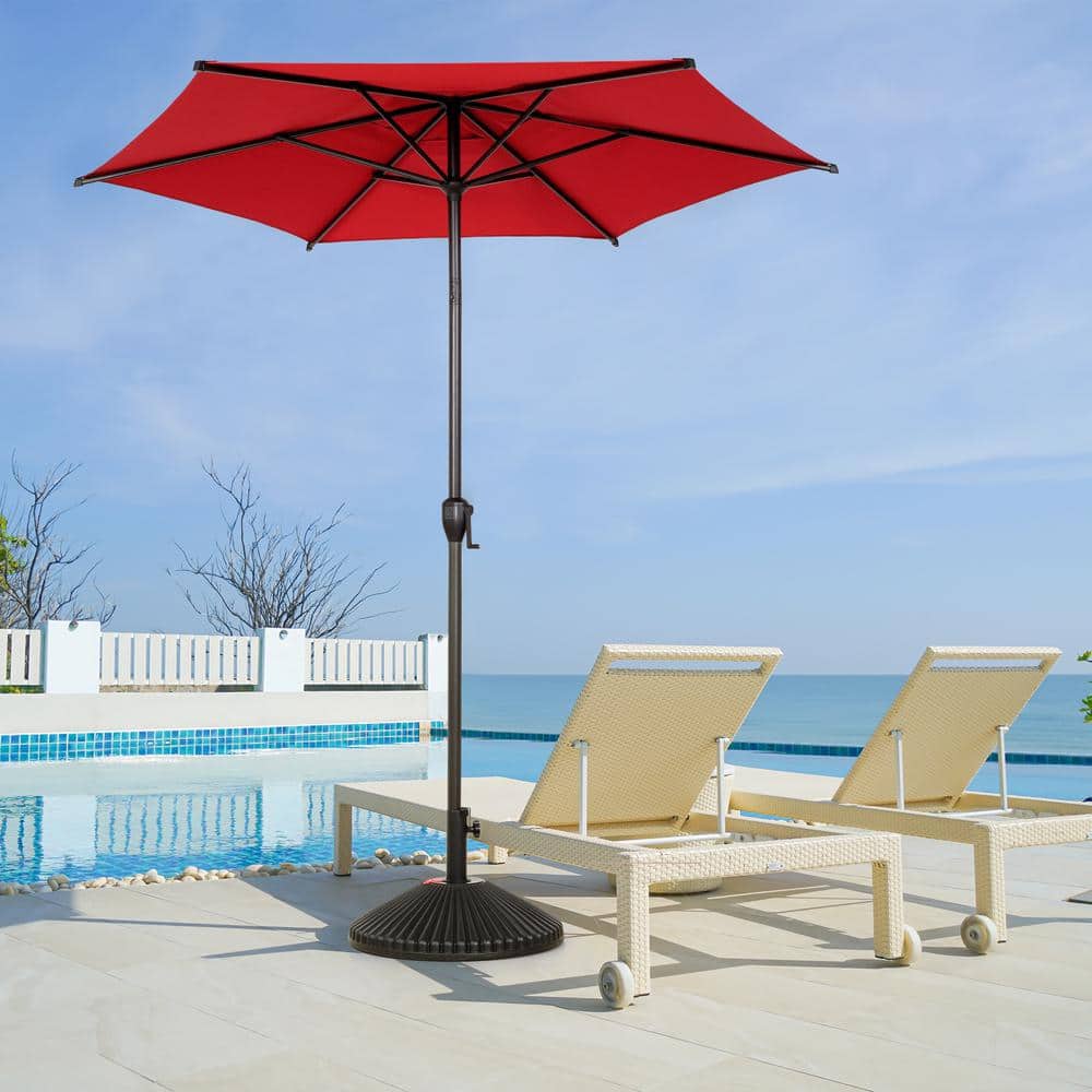 Lyon 7.5ft Red Steel Market Patio Umbrella with Tilt