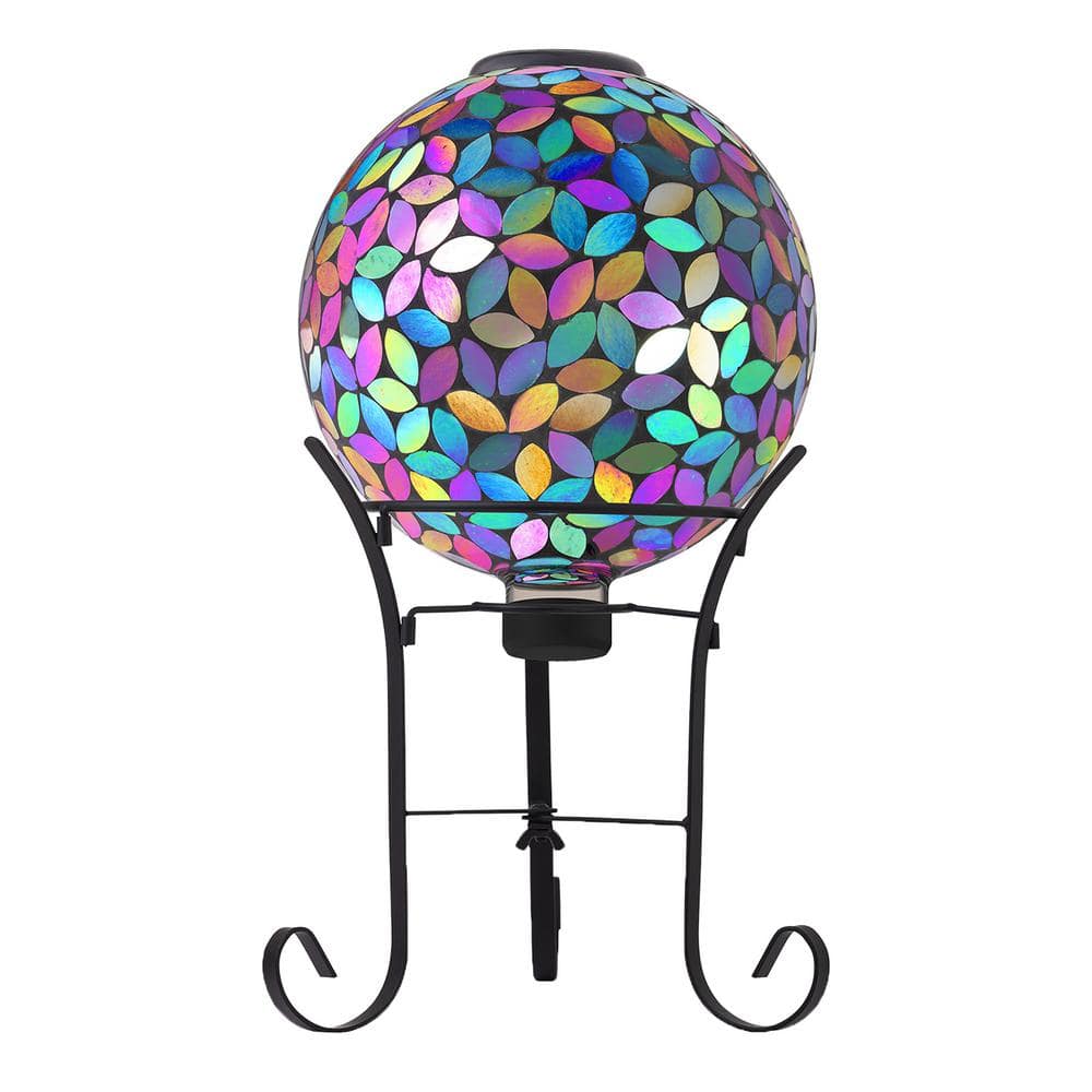 Purple Iridescent Mosaic Glass Gazing Globe, 10" Diameter