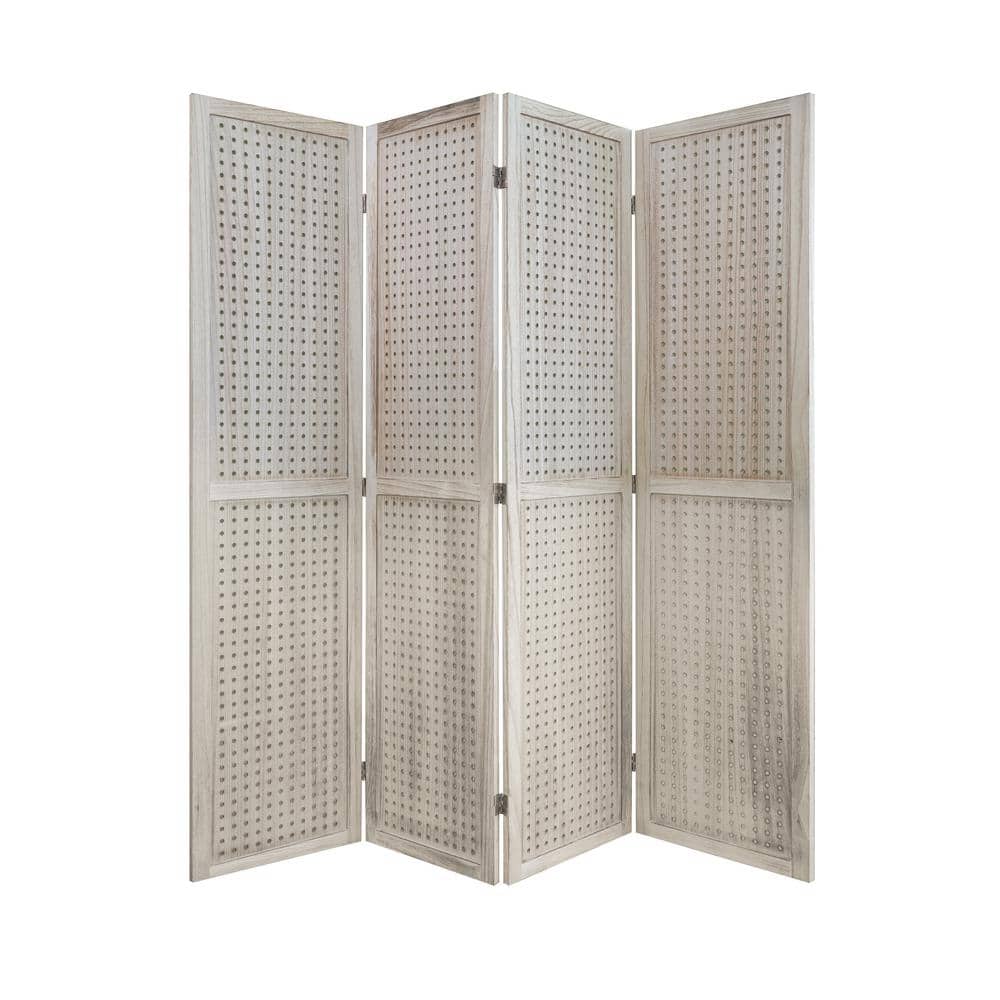 6 ft. Natural Wood Folding Outdoor Privacy Screen, 4-Panel Hinged Freestand