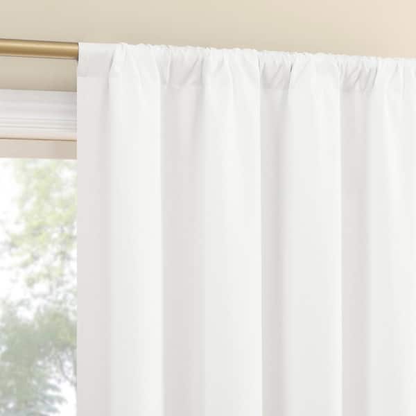 Kinnear Textured White Polyester 40 in. W x 84 in. L Rod Pocket Blackout Curtain (Single Panel)
