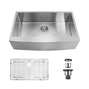 33 in. Farmhouse Apron-Front Kitchen Sink, Single Bowl Stainless Steel 18-Gauge Sink