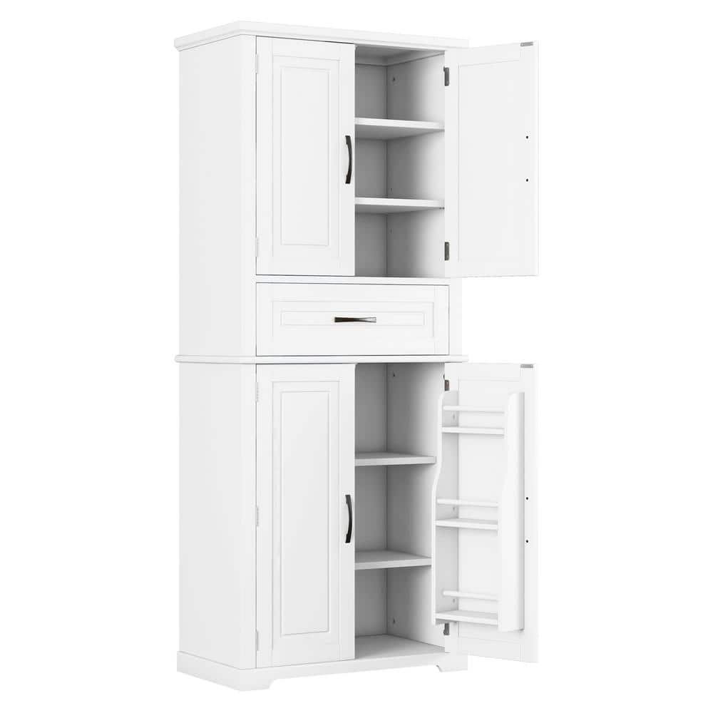 30 in. W x 15.7 in. D x 72 in. H White Linen Cabinet with Drawer