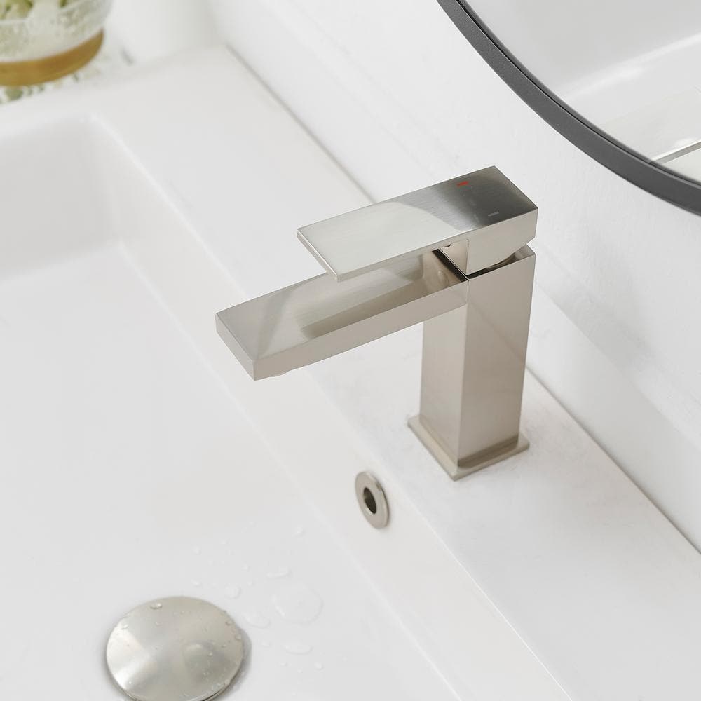 Brushed Nickel Single Handle Modern Bathroom Faucet