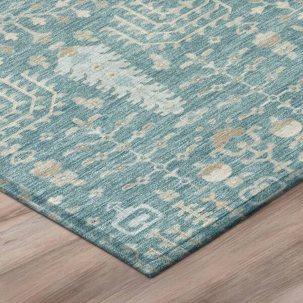 Chantille Machine Washable Indoor/Outdoor Abstract ACN3118 Teal 2 ft. x 3 ft. Accent Rug