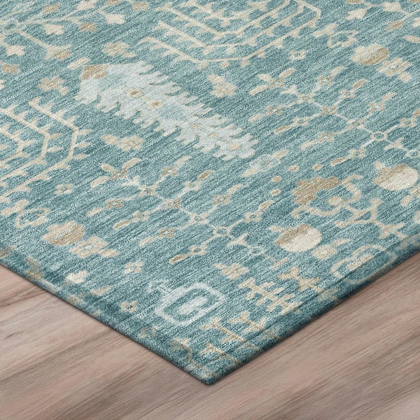 Chantille Machine Washable Indoor/Outdoor Abstract ACN3118 Teal 8 ft. x 10 ft. Area Rug