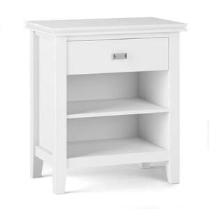 Artisan Solid Wood 15 in. D x 24 in. W x 27 in. H Transitional Bedside Nightstand Table with 1-Drawer in White