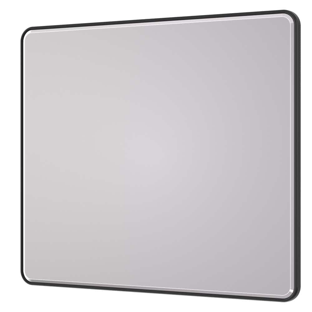 42 in. x 36 in. Rectangle Black Tempered Glass Beveled Edge Bathroom Mirror, Rounded Corner Framed Wall Mirror price history on PriceWatchPro