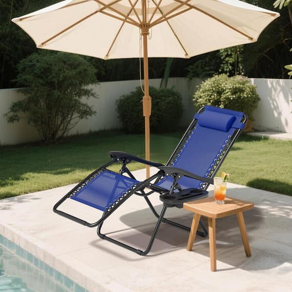 MoNiBloom Patio Lounge Foldable Zero Gravity Chair with Cup