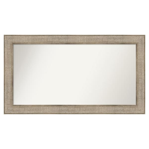 Amanti Art Trellis Silver 48 in. x 27 in. Custom Non-Beveled Wood Framed Bathroom Vanity Wall Mirror