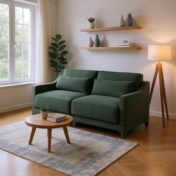WHHLLD 33 in. Straight Arm 2-Piece Chenille Modular Sectional Sofa with Comfort and 2-Seater in Forest Green