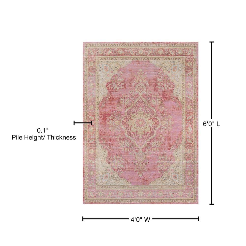 Serenity Pink Flat Woven Synthetic 4' x 6' Area Rug