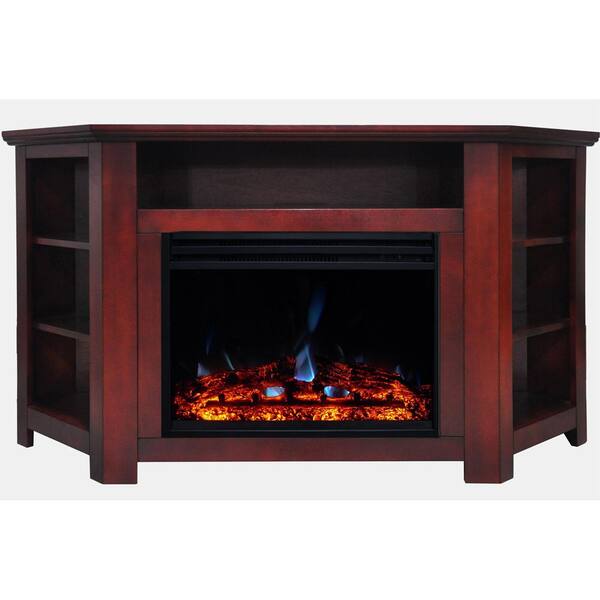 Cambridge Stratford 56 In Corner Electric Fireplace Heater Tv Stand Cherry With Enhanced Log Display And Remote Cam5630 1chrlg3 The Home Depot Cambridge Stratford 56 In Corner, Corner Electric Fireplace Tv Stand With Remote